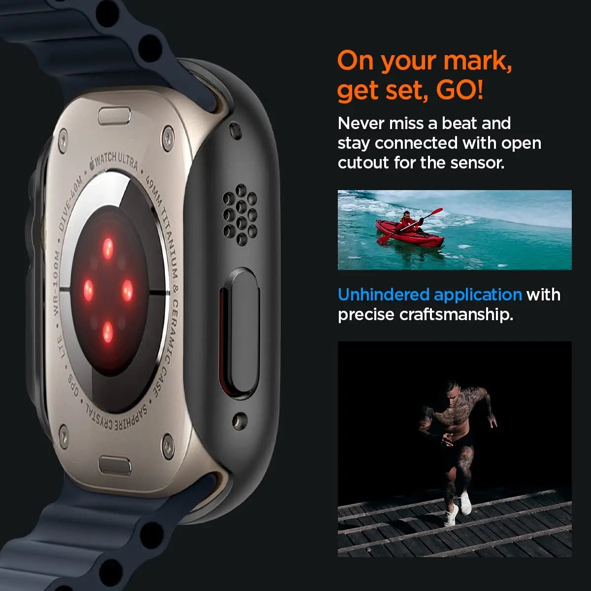 iMagicProtect Ultra 2 & Ultra Watch Hybrid Case Cover for Watch Ultra 2 & Ultra (2023/2022) - Matte Black/Crystal Clear (Watch not Included)