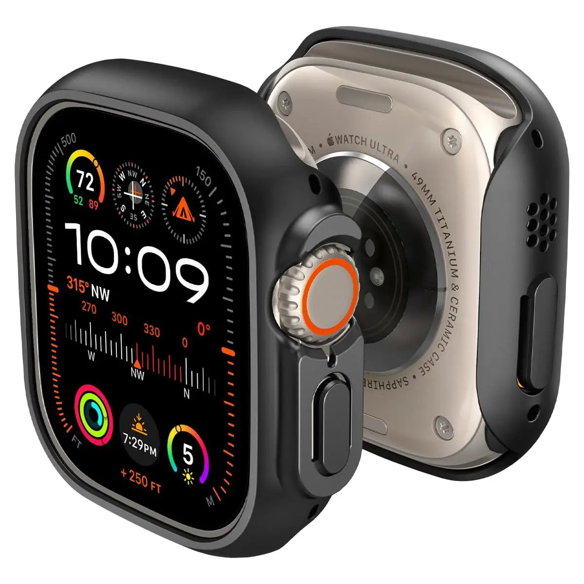 iMagicProtect Ultra 2 & Ultra Watch Hybrid Case Cover for Watch Ultra 2 & Ultra (2023/2022) - Matte Black/Crystal Clear (Watch not Included)