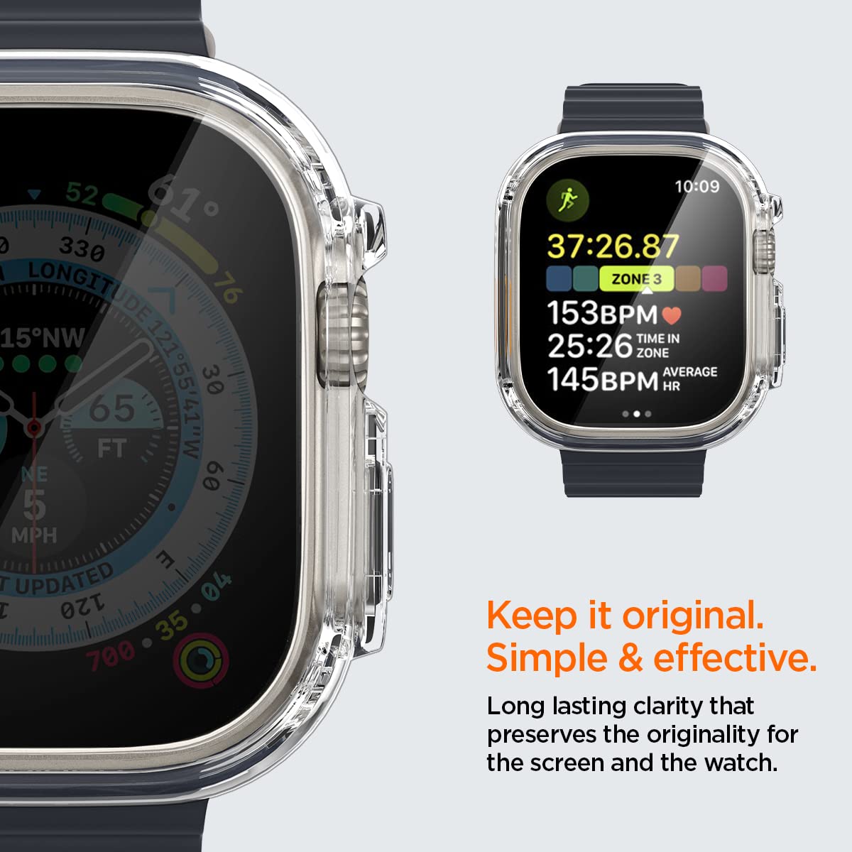 iMagicProtect Ultra 2 & Ultra Watch Hybrid Case Cover for Watch Ultra 2 & Ultra (2023/2022) - Matte Black/Crystal Clear (Watch not Included)