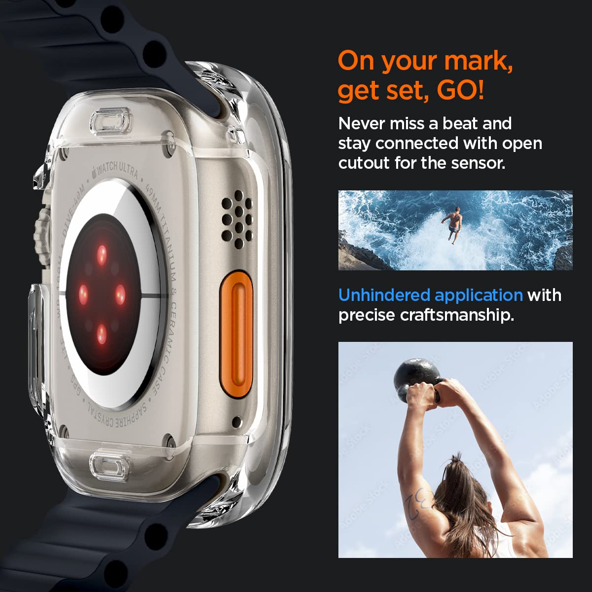 iMagicProtect Ultra 2 & Ultra Watch Hybrid Case Cover for Watch Ultra 2 & Ultra (2023/2022) - Matte Black/Crystal Clear (Watch not Included)