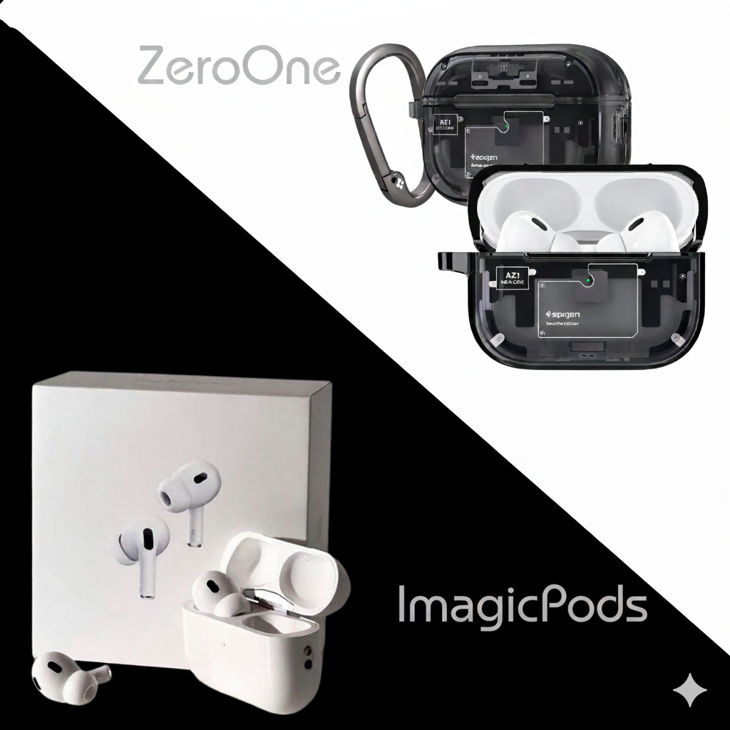 iMagicPods Pro 2 ANC + Zero•One Black Case(MagFit) - Imported USA Quality, 1-Yr Warranty & 15-Day Returns - Type C