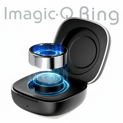 iMagic•Q-Ring - Wireless Smart Ring (Stainless Steel Case, Waterproof, Chip RF03, BT Connection, Heart Rate & Sleep Monitoring, Sports Mode) - UniSex + Easy