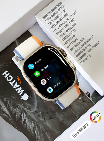 iMagicWatchiMagicWatch Ultra 2 Series 9: Black Titanium SUPER OG with LOGO - Ext- Extra Strap FREE