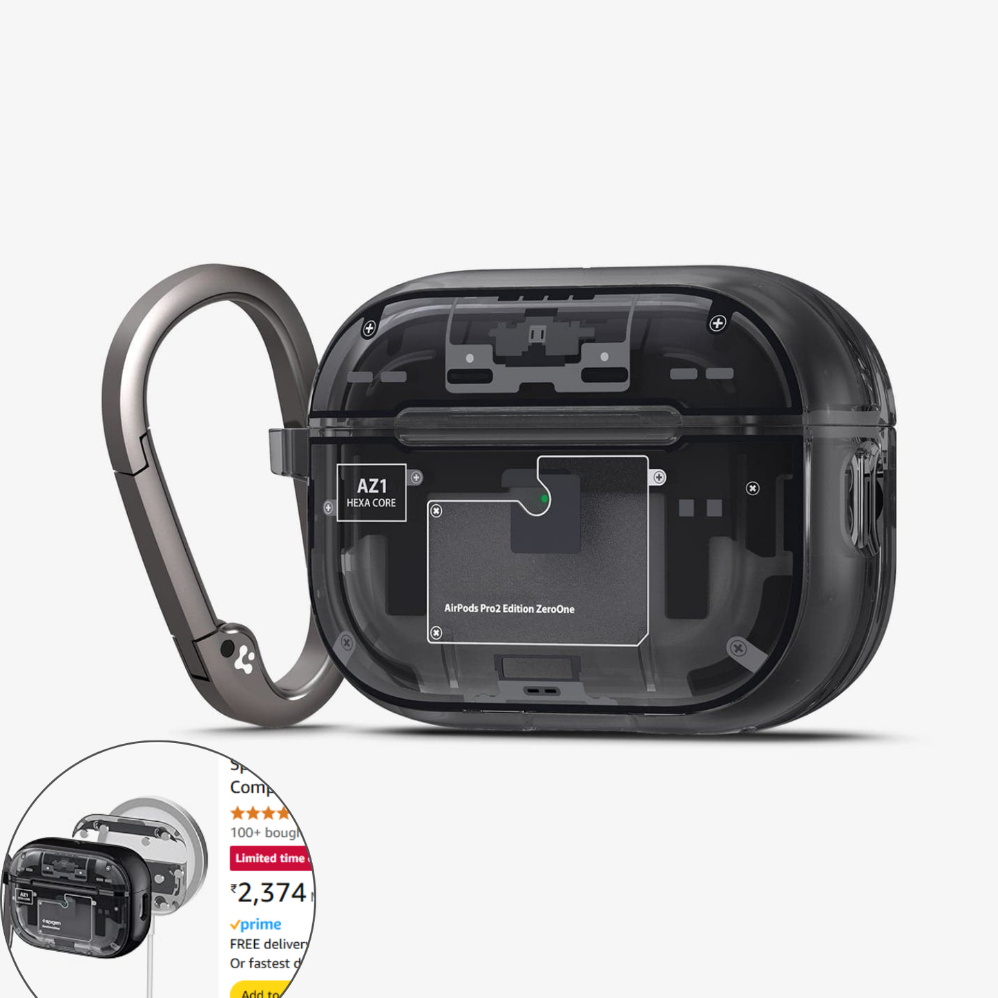 iMagicPods Pro 2 ANC + Zero•One Black Case(MagFit) - Imported USA Quality, 1-Yr Warranty & 15-Day Returns - Type C